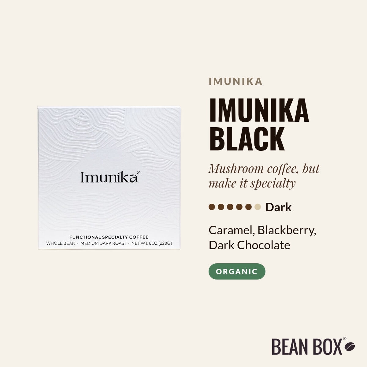 Imunika Black - Roasted by Imunika - Whole Bean Coffee - 8oz Bag