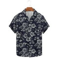 thumbnail image 2 of Idoravan Summer 2025 Summer Clothes for Men T-Shirt Men's Summer Fashion Floral Print Short Sleeved Lapel Shirt Top, 2 of 5