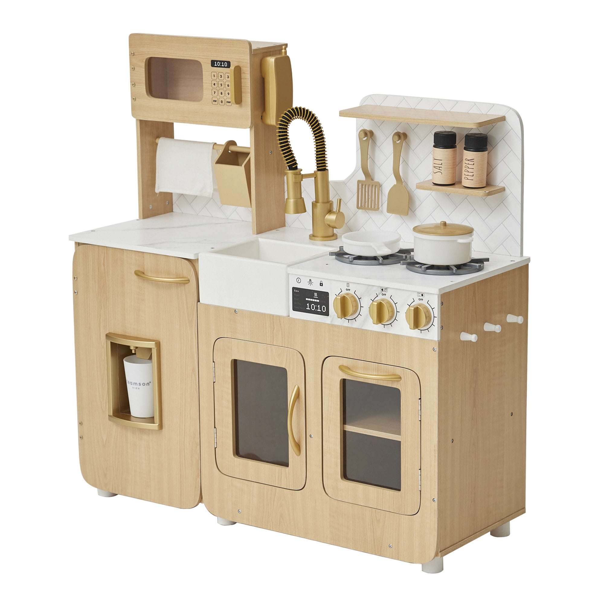 Teamson Kids Little Chef Cyprus Wooden Play Kitchen Set with 14 Toy Accessories
