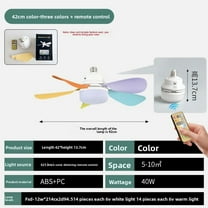 Remote Control Ceiling Fan Light 5 Blades 3 Color Modes High Speed E27 Base 2 in 1 Multifunctional Lighting