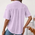 thumbnail image 4 of Agkizg Women's Solid Color Short Sleeve Blouse Casual Basic Loose Fitting Daily Fashion Top, 4 of 4