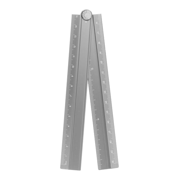 Uxcell Folding Straight Ruler 30cm Metric Aluminum Alloy Protractor Foldable Angle Ruler Gray