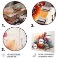 thumbnail image 3 of Designart "Fire Guitar Dry Watercolor painting III" Music Metal Wall Art, 3 of 5
