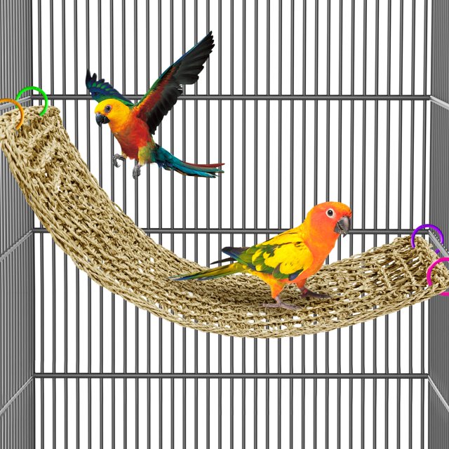 Hamaca de Estera de Hierba Marina para Pájaros Arfubye 75x18cm para Jaula de Loro