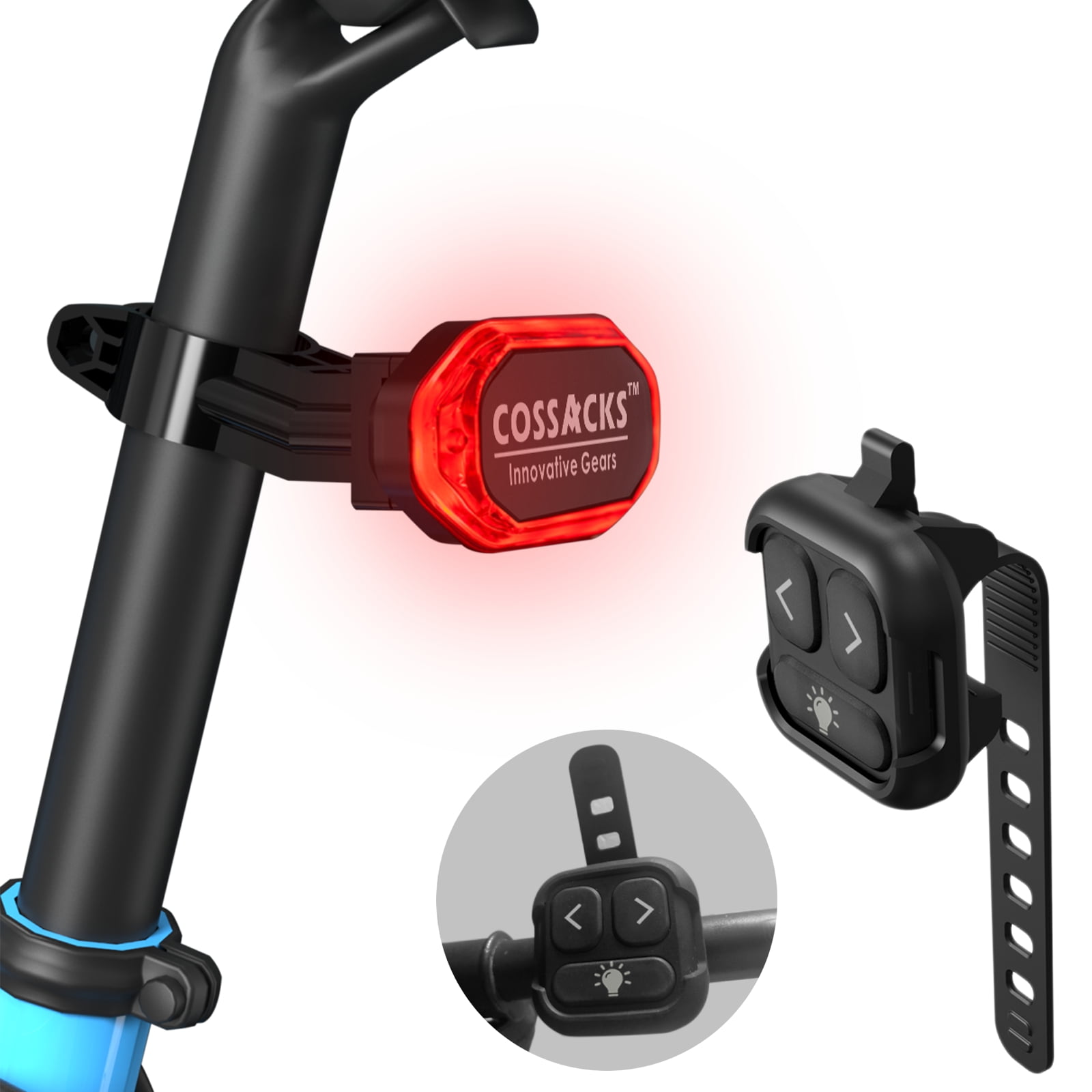 Bicycle Taillight with Turn Signals Wireless Remote Control Usb Rechargeable 