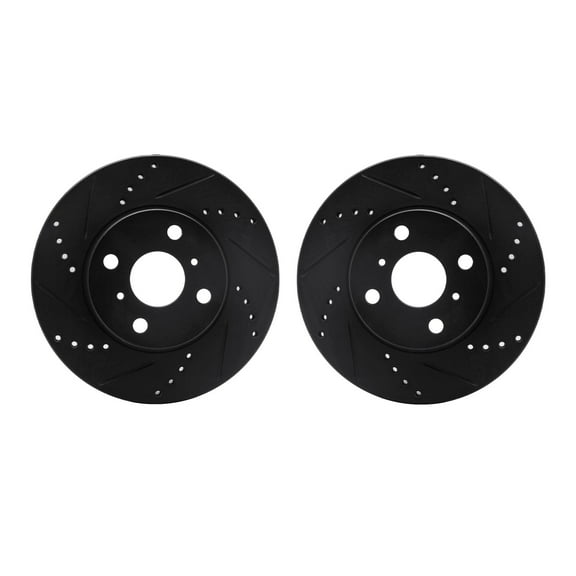 Dynamic Friction Company Front Brake Rotors-Drilled and Slotted-Black 8002-91002