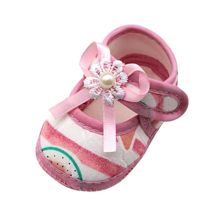

DNDKILG Baby Toddler Girl Boy Cirb Spring Summer Fall Mary Jane First Walkers Shoes Newborn Infant Watermelon Flower Soft Sole Flats Pink 0-18M 13