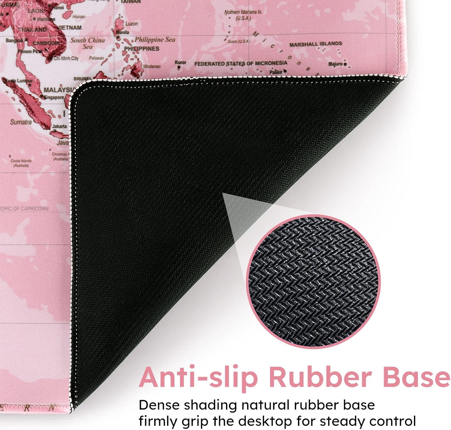 Extended Gaming Mouse Pad (35.4x15.7 in), Large 3mm Non-Slip Rubber Base Mousepad with Stitched Edges, Waterproof Keyboard Mouse Mat Desk Pad for Work, Game, Office, Home - Pink World