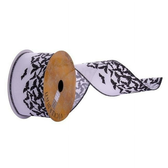 Vickerman Q221166 2.5 in. x 10 Yards Bats Ribbon, Black & White