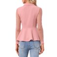 thumbnail image 3 of INSPIRE CHIC Women's Mesh Sheer Peplum Top Long Sleeve Keyhole Blouse with Ruffle Hem & Turn Down Collar S Pink, 3 of 6