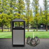 15 Gallons Steel Garbage Can for Outdoor Use Trash Receptacle with Plastic Liner