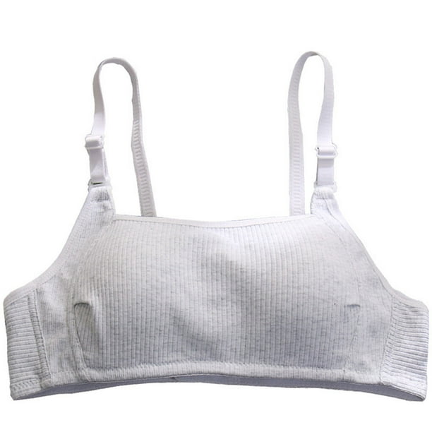 Girls Bras Adolescent Tube Top 3 Hook-and-eye Lingerie Gather for Sports  Students Bralette Solid Color Vest Underwear for Light gray white