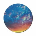 thumbnail image 1 of Yellow and Blue Mouse Pad for Computers, Dramatic Sky Sunset Scenic Cloudscape Idyllic Twilight Eco Picture, Round Non-Slip Thick Rubber Modern Mousepad, 8" Round, Coral Earth Yellow, by Ambesonne, 1 of 2