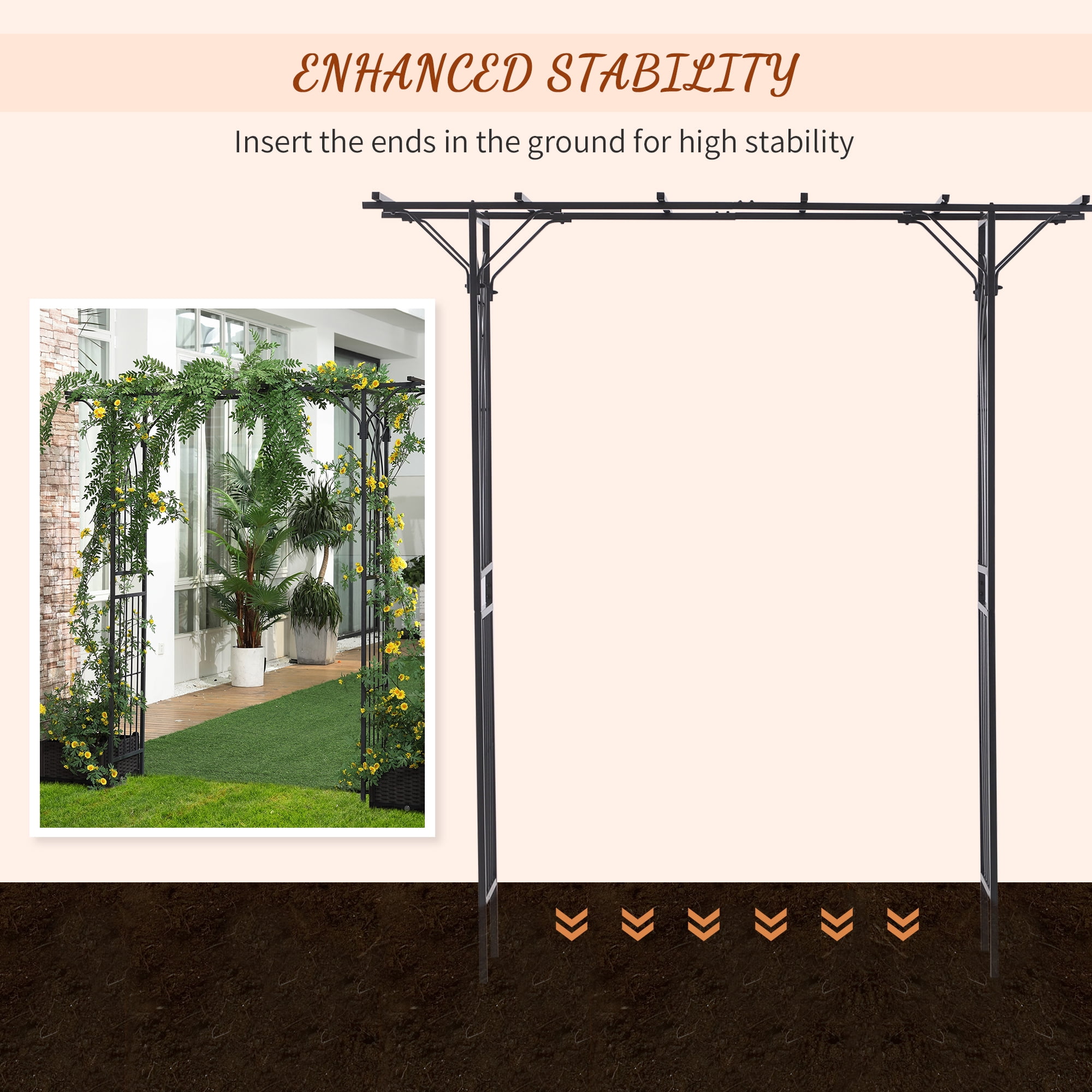 82" Decorative Metal Garden Trellis Arch with Durable Steel Tubing & Elegant Scrollwork, Perfect for Weddings