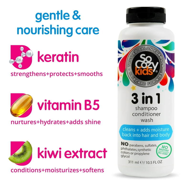 SoCozy Kid's 3-in-1 Shampoo, Conditioner, Body Wash, Kiwi Extract