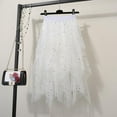 thumbnail image 3 of qolati Women's Sequin Tulle Skirt Formal High Low Asymmetrical Midi Length Elastic Waist Tutus Layered Puffy Princess Skirts, 3 of 3