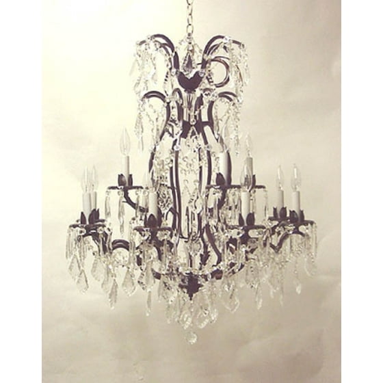 Wrought Iron Crystal Chandelier Lighting H36 X W28 Com Wrought Iron Crystal Chandelier Lighting H36 X W28