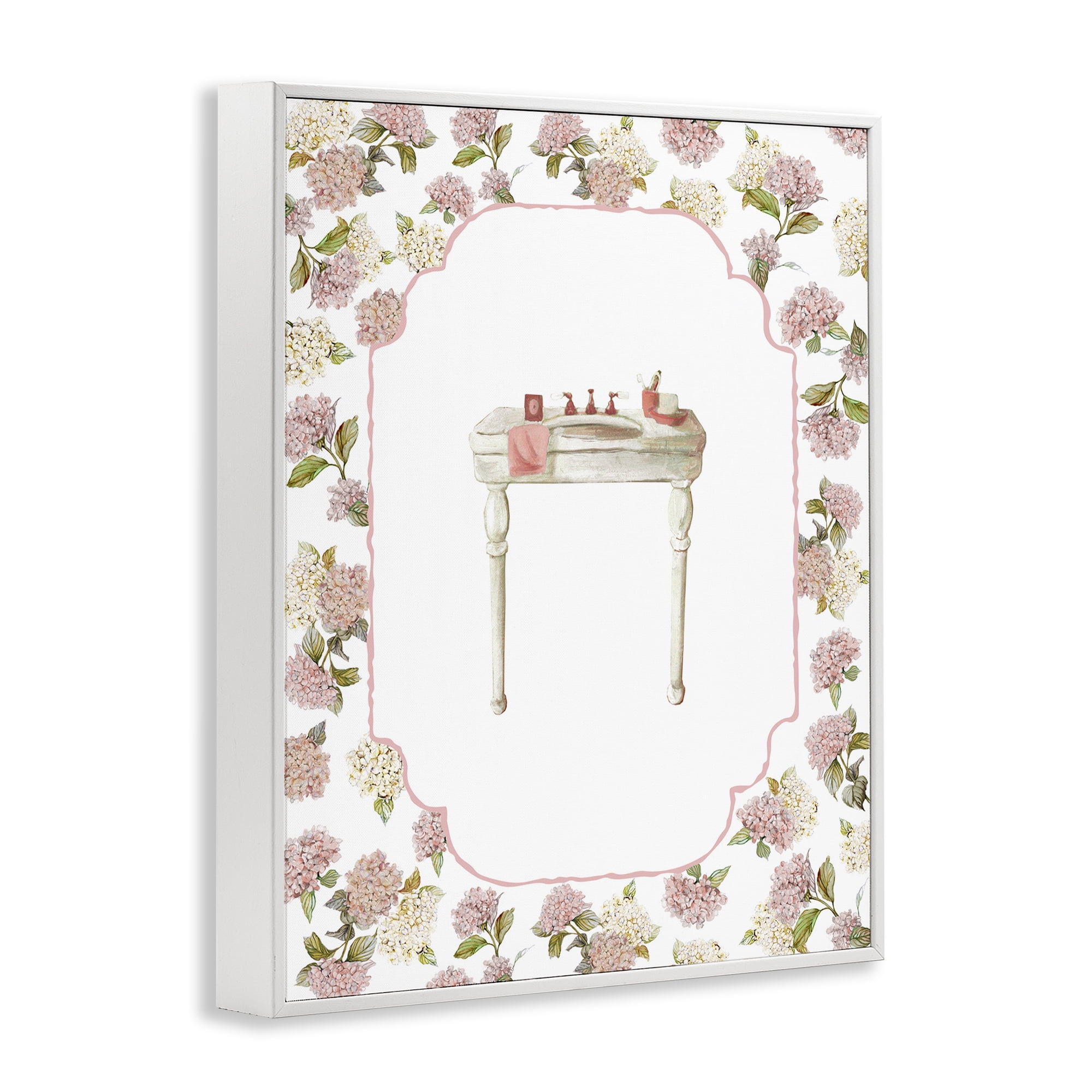 Stupell Industries Elegant Hydrangeas Vanity White Framed Giclee Art, design by Carol Robinson
