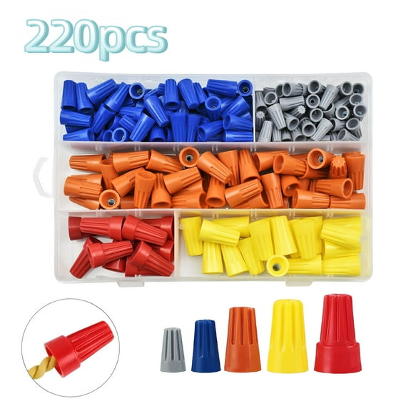 RYLZX 220 Pcs Wire Connectors Nuts Kit - Electrical Twist Wiring Splice Screw Caps Assortment