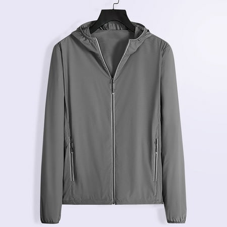 EOYWHK Winter Jackets for Men s Hooded Long Sleeved Casual Daily Light And Thin Sun Protection Shirt　Autumn Looks