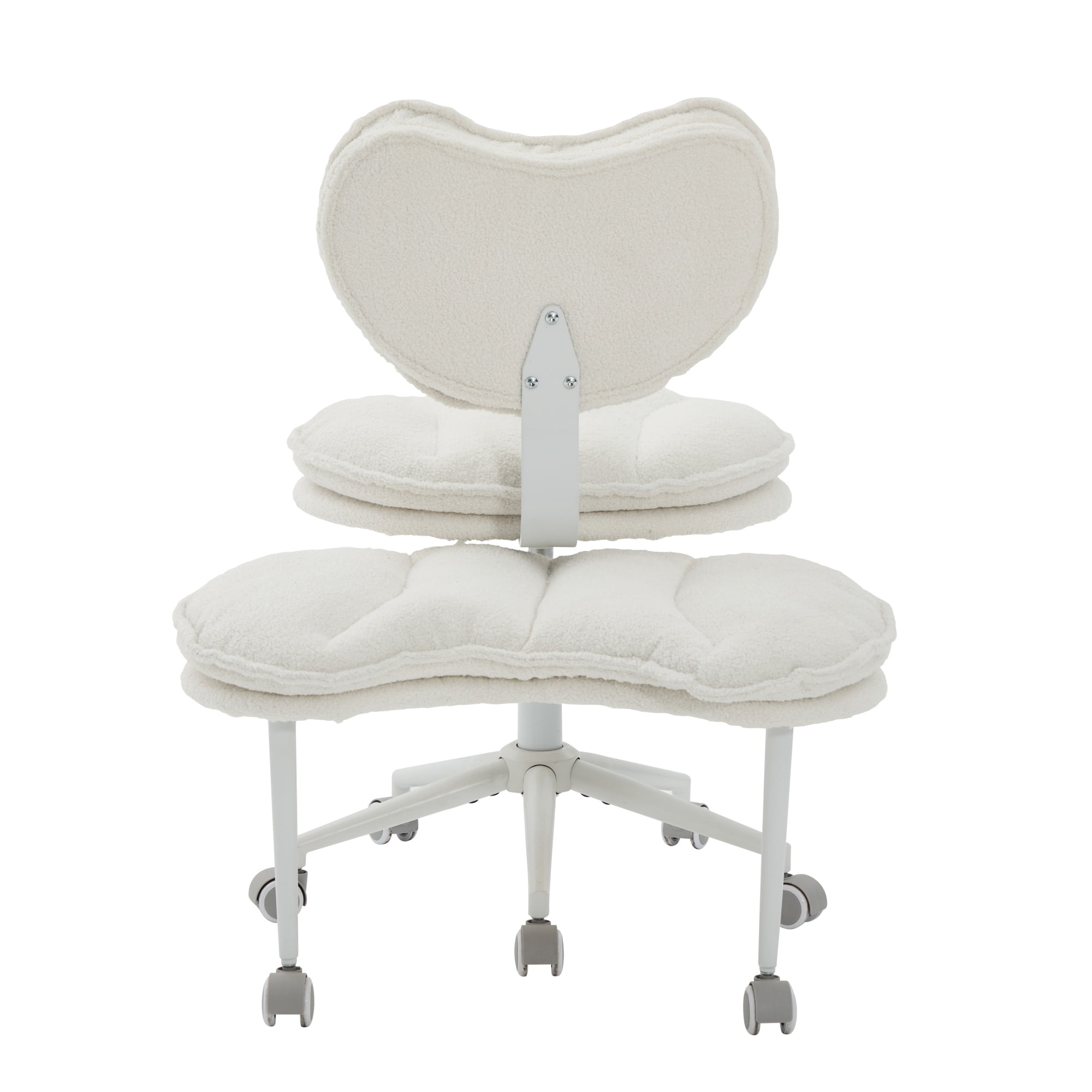 Meditation Chair Plus, Teddy Fleece Double-Layer Padding Cross Legged Rolling Chair for ADHD, Criss Cross Desk Chair with Lumbar Support, Adjustable Stool, Flexible for Fidgety Sitters, Ivory