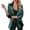 Dark Green, variant on Open Front Sequin Blazer for Women, Long Sleeve Sparkly Party Jacket - Loose Fit Glitter Clubwear Coat Black S