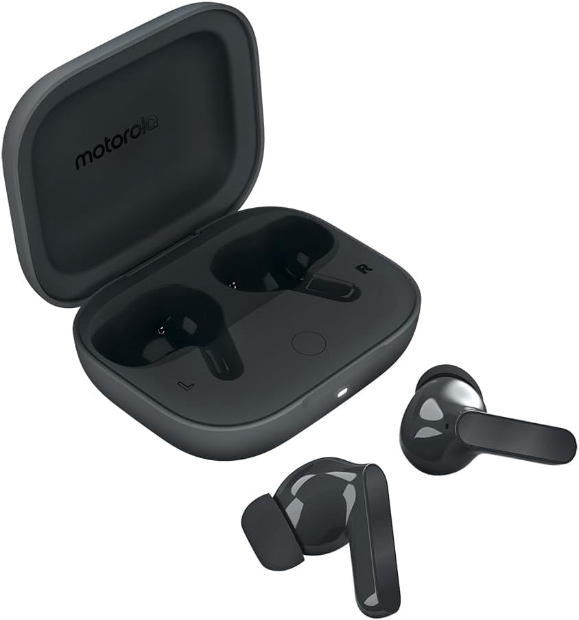 Motorola Moto Buds Bass XT2443-1 Dynamic ANC, Triple Microphone Array, Bluetooth 5.3, IP54 Water & Dust Resistant, Dolby Atmos Audio (Dark Shadow)