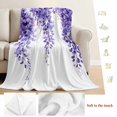 thumbnail image 5 of Purple Watercolor Leaves Blanket Soft Cozy Warm Throw Blanket for Couch, Plush Fuzzy Flannel Fleece Blankets for Sofa, Spring Eucalyptus Botanical Bed Blankets Lightweight Gifts for Women, 40"x60", 5 of 9