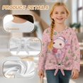 thumbnail image 5 of DISNIMO Axolotl Tree Print Girls Long Sleeve Shirts Kids Lace Up Tee Soft Pullover Tops Crew Neck Loose T Shirts Tunic Blouses, 5 of 8