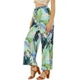 thumbnail image 5 of Allegra K Women's Boho Floral High Waist Drawstring Tropical Wide Leg Pants, 5 of 7