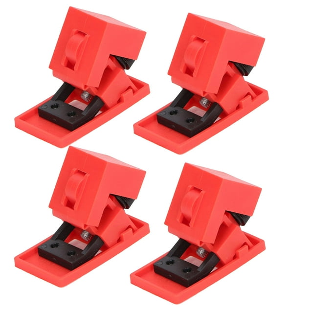 4-Piece High-Temperature Resistant Circuit Breaker Lockout Kit for Single-Pole Breakers, 120-277V, ABS Material, Easy Installation, Enhanced Safety, Durable Design, Bright Color for Visibility.