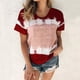 thumbnail image 1 of ICHUANYI Clearance Women's Tops Women's Fashion Casual Loose Blouse Tiy-dye Printing Round Neck T-Shirt Shirts Blouse Print Tee(Wine, S) ICHUANYI WER2023080805033, 1 of 5