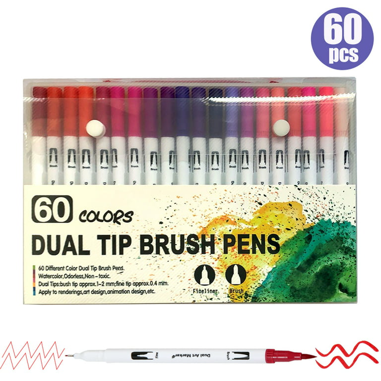 60/48/36/24/12 Pcs/set Dual Tip Brush Pens: Felt Tip Pen Set