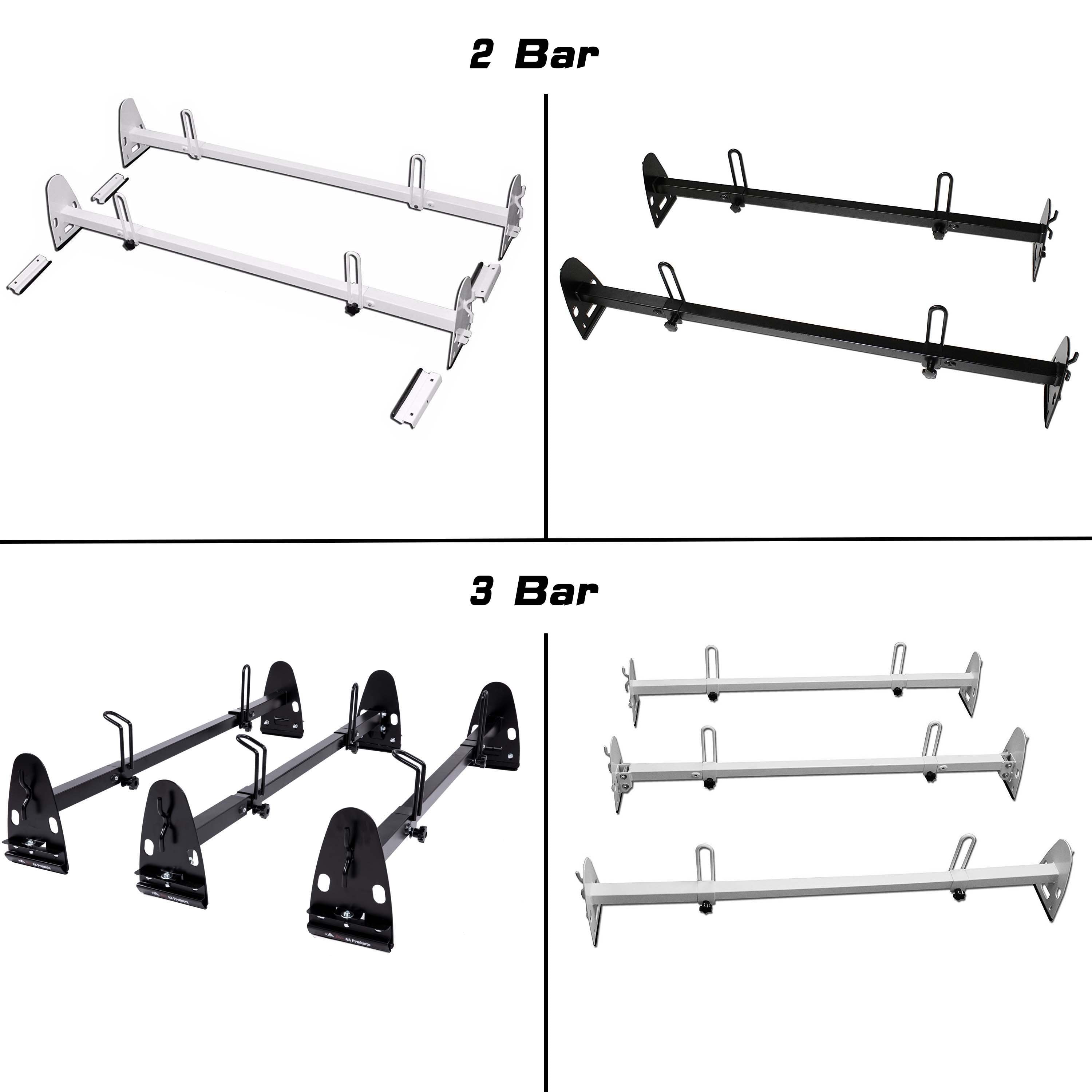 White 3-Bar Ladder Roof Rack For Dodge/Freightliner Sprinter 2500/3500 (2002-2006) - 64-inch, Aluminum