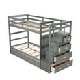 thumbnail image 5 of Bellemave Bunk Bed with Trundle and Stairs, Solid Wood Twin Over Twin Bunk Bed with 4 Storage Drawers for Teens Adults (Grey), 5 of 8
