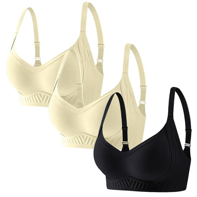 ManxiVoo Adjustable Strap Comfort Bra Deep V Plunge Design Wireless Support for Full Figure Side Coverage Comfort Wear L Size Khaki
