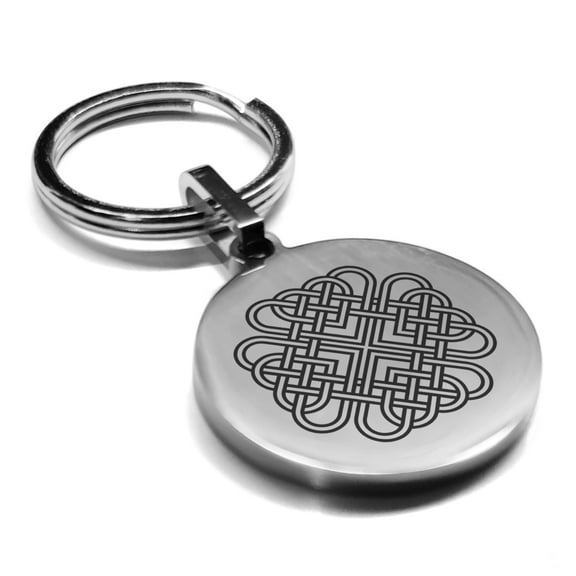 Stainless Steel Celtic Love Knot Round Medallion Keychain Circle Ring