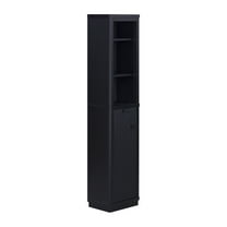 Beautiful Fluted Linen Storage Cabinet, Rich Black