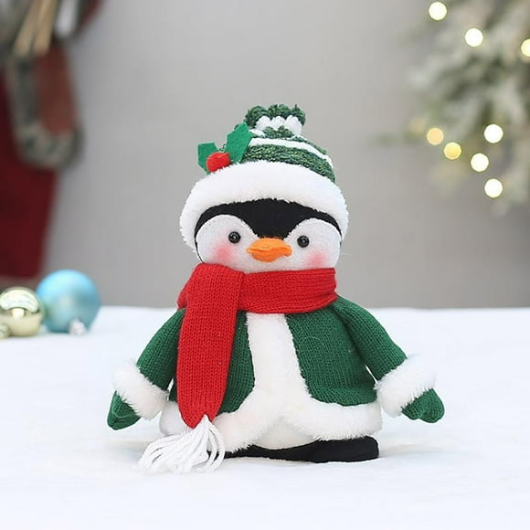 KTTECTOA Tissu Tricoté de Noël Posture Assise Bonhomme de Neige Pingouin Poupée Petit Ornement de Noël Liquidation Dortoir Essentiel Décorations de Noël Jours du Canada
