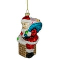 thumbnail image 3 of Northlight Santa Down the Chimney Hanging Glass Christmas Hanging Ornament - 4.75" - Red, 3 of 5