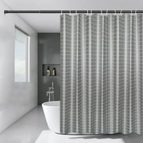 HengDidi Gray Grid Textured Polyester Shower Curtain Bath Tub Divider Fabric Liner with Rustproof Grommets Wet Dry Separation Bathroom Décor Accessory