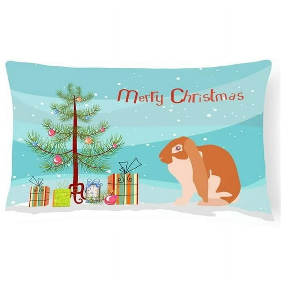 Carolines Treasures BB9329PW1216 English Lop Rabbit Christmas Canvas Fabric Decorative Pillow, Teal, 12H x16W,