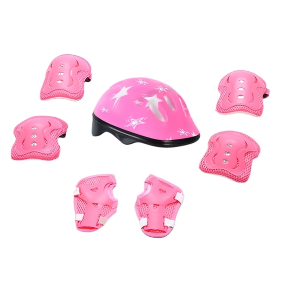 BESTSKY Kids Knee Pads And Elbow Pads Set, Wear-Resistant Shell Knee Brace, Soft Foam Lining Breathable Mesh Knee Compression Sleeve, Pink Star