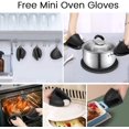 thumbnail image 2 of CHAO 2 salvamanteles de silicona + 2 mini agarraderas de silicona anticalor antideslizantes impermeables + 2 guantes de silicona - Patrón de panal para horno/barbacoa/cocina, 2 of 5