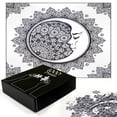 thumbnail image 3 of Ambesonne Zodiac Jigsaw Puzzle, Boho Star Moon Mandala, Heirloom-Quality Fun Activity for Family Durable Cardboard, 1000 pcs, Dark Blue White, 3 of 6