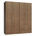 thumbnail image 2 of MADESA 4 Doors 2 Drawers Wardrobe Set Armoire Closet Bedroom Storage Cabinet with Shelves and Hanging Space 63"L Wooden Clothing Organizer Unit - Rustic, 2 of 10