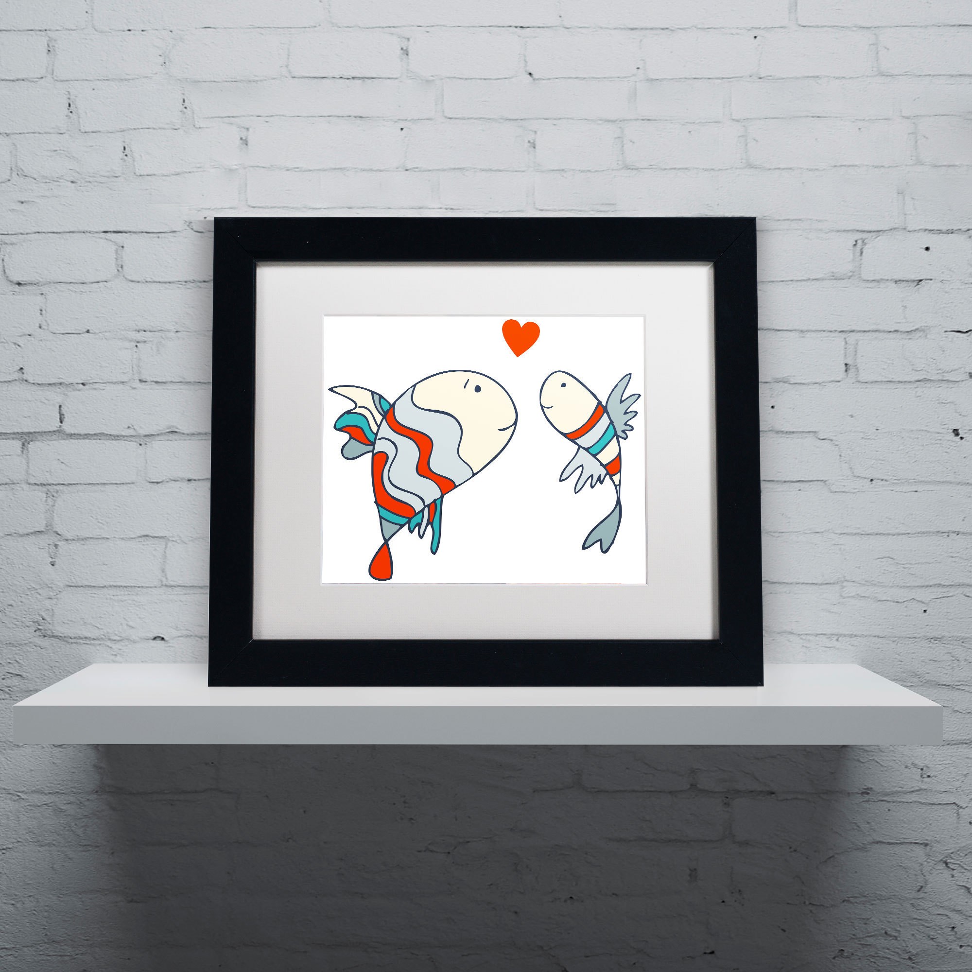 Carla Martell 'Two Little Fish' Matted Framed Art