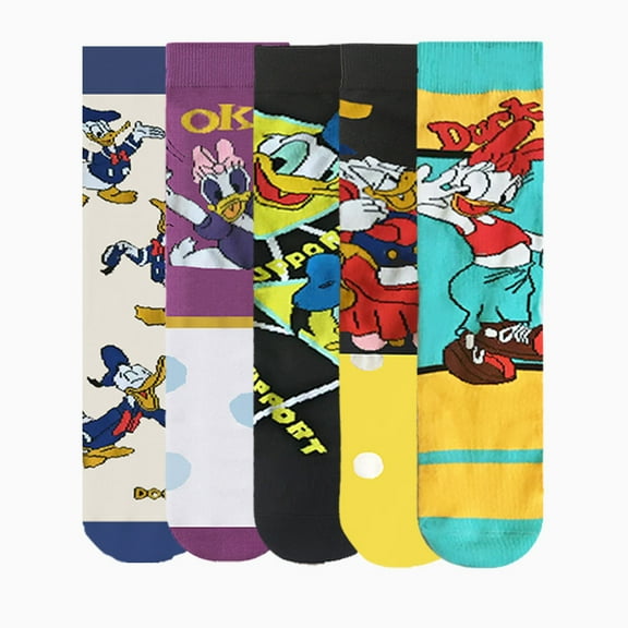 5 Pack Donald Duck Show Socks Middle Tube Soft and Breathable Socks