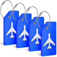 thumbnail image 1 of Paquete de 4 etiquetas de silicona para equipaje con cubierta de privacidad y argollas metálicas - Accesorios de viaje duraderos, 1 of 1
