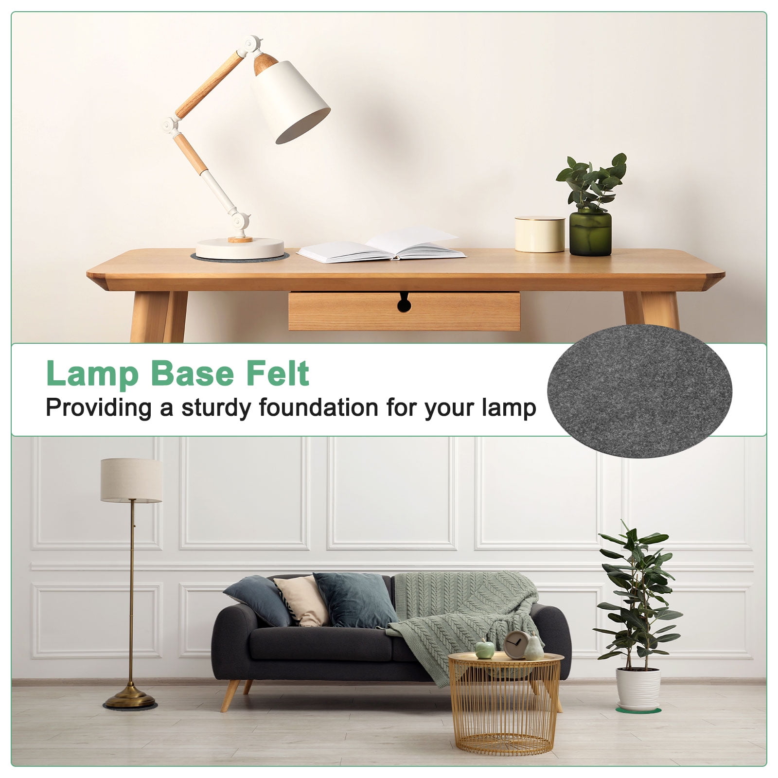Uxcell 30-Pack Lamp Base Felt, 7 Inch Dia. 2mm Thick Self Adhesive Round Fabric Felt Pads for Lamp/Furniture/DIY [Grey]